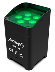 Audibax Event 90 - Foco LED Par con Batería - Potencia 90W - Foco Profesional con 6 Luces LED RGBWAUV de 15W - Control Remoto APP Wi-Fi - Sincronización con Música y Modo Automático - Luz Discoteca