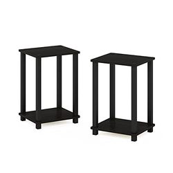Furinno Simplistic Stolik pomocniczy, stolik nocny, mały, zestaw 2 sztuk, espresso/czarny