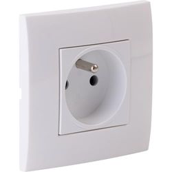 Prise encastrée Schuko + plaque de finition Kalya - Blanc - Zenitech