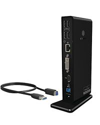 ICY BOX Docking Station USB 3.0/USB-C (11 em 1) com 1 x HDMI e 1 x DVI, 6 x USB 3.0 HUB, Gigabit Ethernet, DisplayLink, Dock Station portátil, IB-DK2241AC