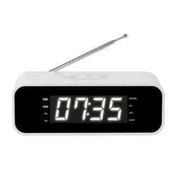 Thomson Dubbel Alarm Wekkerradio - Inductie Telefoon Oplader - Wit