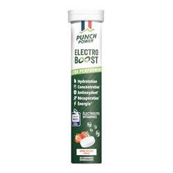 ELECTROLYTES HYDRATATION - Electrolyte Punch Power - SANS SUCRE - Fabriqué en FRANCE- Vitamines, Minéraux, Magnesium - Pastille Hydratation Sport - 20 Pastilles Effervescentes Hydratation Fraise