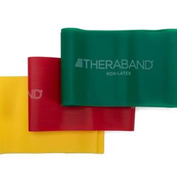 TheraBand professionele latex weerstandsbanden voor bovenlichaam, onderlichaam, en rompoefeningen, fysiotherapie, pilates, hometraining en revalidatie, 20403, geel/rood/groen