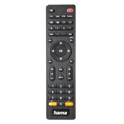 HAMA | Mando a Distancia Universal de TV por Infrarrojos (para 4 Dispositivos, con Botón de Aplicación, Preprogramado) Color Negro