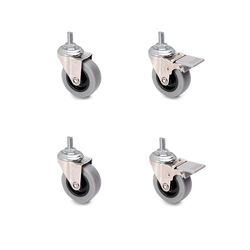 EMUCA - Lote de 4 rodas pivotantes para móveis Ø 50 mm com parafuso M8 x 15 e rolamentos de esferas, rodas de borracha para móveis cor cinzenta