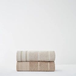 GC GAVENO CAVAILIA 2 Piece 100% Pure Cotton 550 GSM Dalby Hand Towel Set, Premium Quality Soft Comfortable Absorbent, Egyptian, Natural, 50x80 Cm
