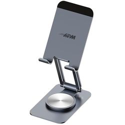 apm Support de téléphone Portable, Support Pliable en Aluminium, Rotatif 360° pour Bureau, Accessoire de Voyage Compatible pour iPhone 16 15 14 Pro Samsung S24 A53 Nintendo Switch, Gris, 900260
