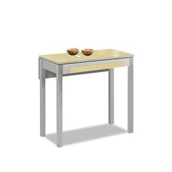 ASTIMESA Keukentafel, metaal, beige, 90 x 50 cm, uitgebreid 90 x 70 cm