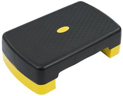 Fitvids Plataforma de entrenamiento aeróbico de 18 pulgadas con 2 elevadores, plataforma ligera y portátil, altura ajustable de 3.2 pulgadas y 5.5 pulgadas para gimnasio en casa, negro y amarillo