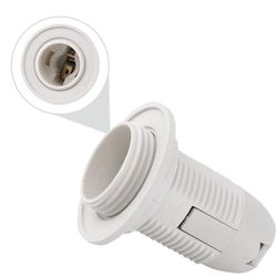 Portalámparas de plástico E14 con terminal de resorte, color blanco, ideales para lámparas de interior y iluminación decorativa.