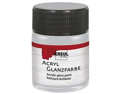 Kreul 79516-Vernice Lucida in Vetro da 50 ml Color Argento, Vernice acrilica Liscia per Pittura e Artigianato, a Base d'Acqua, Resistente alla Saliva, a Rapida Essiccazione e Opaca, Silver, 50 unità