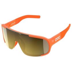 POC Aspire Mid zonnebril - sportbril voor fietsers met maximaal comfort en het beste zicht, Fluo. Orange Translucent/Clarity Road/Partly Sunny Gold, One Size
