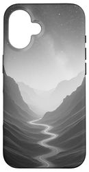 Misterioso disegno stradale con valle in grigio Custodia per iPhone 16