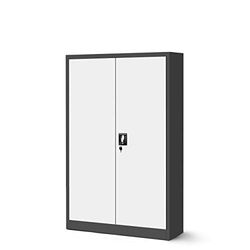 Jan Nowak Armoire de Bureau Métallique C001K 3 Etagères Tôle d'acier Portes Battantes Verrouillable 140 cm x 90 cm x 40 cm (Anthracite/Blanc)