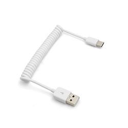 System-S USB typ C 3.1 kabel till USB 2.0 spiralkabel 50 cm – 100 cm vit