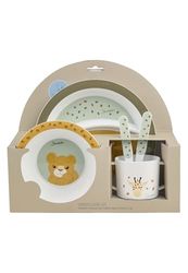Sterntaler Set de vaisselle girafe et lion – Assiette, bol, couverts et gobelets antidérapants – En matériau robuste de qualité alimentaire – Pour bébés et tout-petits – Coffret cadeau, vert pâle