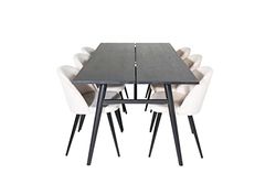 Venture Home Sleek & Velvet Table à Manger avec Chaises, Noir/Beige, 195 x 95 x 75 cm