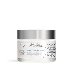 Melvita - Crème lumière 4D Nectar Blanc - Soin Eclat, Teint Lumineux – Illumine, Unifie et Ravive l’Eclat - Crème de jour éclat certifiée Bio et Naturel à 99,97% - Formule Vegan, 1 Unité (Lot de 1)