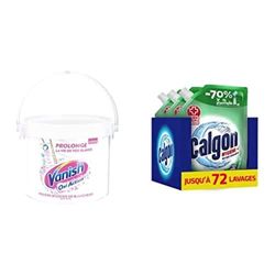 Kit Désinfectant du Linge - Calgon Hygiène pour désinfecter votre lave-linge en Lot de 3 & Vanish Booster de Blancheur en poudre 2.25Kg