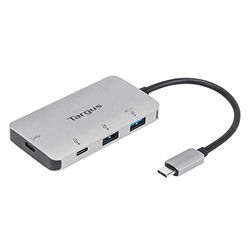 Targus USB-C Multi-Port Hub with 2x USB-A and 2x USB-C Ports with 100W PD Pass-Thru, Gray (ACH228EU)