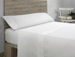 Juego de sábanas de algodón orgánico kleur blanco. Acabado en doble pespunte. Cama de 180 cm. 4 stuks