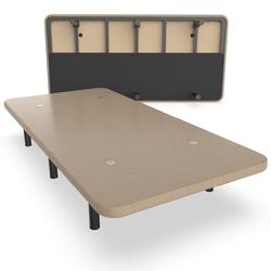 NALUI - Base Tapizada 90x190 cm de Acero Inox con 6 patas de Altura 25cm, Gran Estabilidad con 5 Barras Transversales, Tejido 3D Transpirable y 4 Válvulas de Aireación, Fabricado en España, Beig