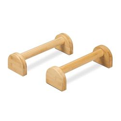 Relaxdays opdruksteunen, set van 2, push-up bars, bamboe, HxBxD 10 x 12 x 36 cm, push-up handles, handstand, natuur