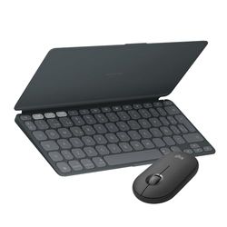 Logitech KEYS-TO-GO 2, teclado Bluetooth portátil + Ratón Bluetooth Pebble Mouse 2 M350s, combinación de teclado y ratón inalámbricos y ligeros para Android, iPadOS, ChromeOS, QWERTY ESP - Graphite