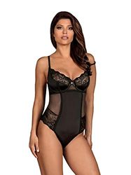 Obsessive Body Femminile Sexy con Pizzo Amallie Teddy, Nero,L-XL Donna