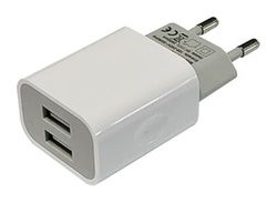 Brightium USB-snellader met 2 poorten, 5 V, 2000 mA, ideaal voor het efficiënt opladen van mobiele en elektronische apparaten.