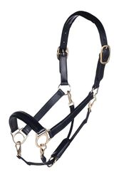 HKM Licol en cuir doré 9100 Poney noir