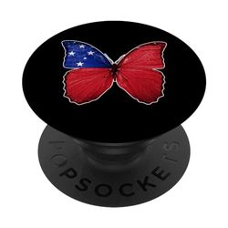 Bandera de mariposa de Samoa, bandera de Samoa, recuerdo de raíces de Samoa PopSockets PopGrip Intercambiable