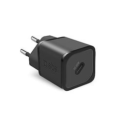 SBS Alimentatore Slim USB-C 20W, Tecnologia GaN, Power Delivery (PD), Ricarica Rapida, Super Compatto, Caricatore per iPhone, iPad, Airpods, Samsung, Pixel, Tablet, Smartphone, Nero