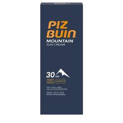 Piz Buin Mountain Sun Cream, solskyddsmedel, solskydd vintersport, högt skydd mot solbränna, kyla och vind, SPF 30, 50 ml