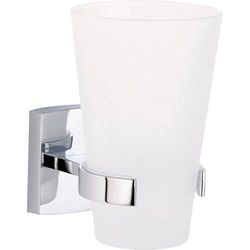 tesa Klaam Suporte para escova de dentes, metal cromado, autoadesivo, tecnologia adesiva de montagem, 124 x 80 x 110 mm