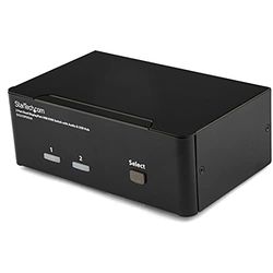 StarTech.com Conmutador Switch KVM, 2 puertos USB 2.0, Audio Vídeo DisplayPort 2 Monitores