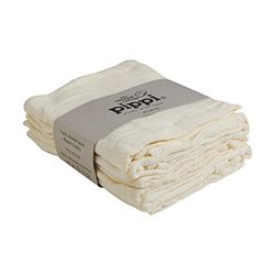 Pippi Unisex baby 4-pack tygblöjor, dregellappar, gosiga handdukar eller blöjhanddukar, lämpligt set med badkläder, Marshmallow White, One size