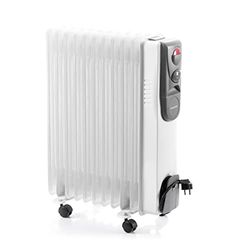 InnovaGoods - Olieven Elektrische Olieradiator 2500W, 11 Verwarmingselementen, Energiezuinig, Veilig met Oververhittingsbescherming, Draagbaar met Wielen, Ideaal voor Kamers tot 28m², Wit, Grijs