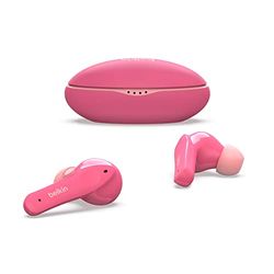 Belkin SOUNDFORM Nano, auriculares True Wireless para niños, volumen limitado a 85 dB, enseñanza virtual, certificación IPX5, 24 horas de autonomía, para iPhone, iPad, Kindle, Pixel y otros, rosa