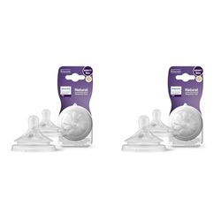 Philips Avent Lot de 2 tétines pour biberon à Réponse Naturelle 0% BPA, Débit 4 & Avent Lot de 2 tétines pour biberon à Réponse Naturelle 0% BPA, Débit 3 pour Bébé de 1 mois + (modèle SCY963/02)