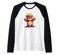 Un orsacchiotto incoronato per un divertimento infinito e coccole Maglia con Maniche Raglan