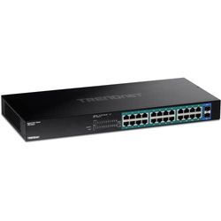 TRENDnet TPE-TG240G Gigabit PoE+-omkopplare, 24 portar Gigabit PoE+, 24 portar Gigabit PoE+, 370 W strömbudget, 48 Gbps switchkapacitet, inklusive rackmonteringssats, Ethernet-nätverksbrytare