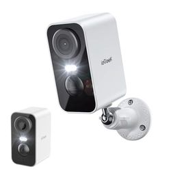 OBA Telecamera Wi-Fi Interno/Esterno Batteria Senza Fili, Videocamera con Faro e Allarme, Visione Notturna a Colori, Rilevamento del Movimento Persona, Sirena, Audio a 2 Vie, Funziona con Alexa