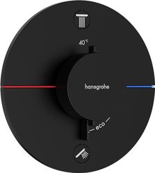 hansgrohe ShowerSelect Comfort S - Miscelatore termostatico incasso, Rubinetto termostatico con blocco di sicurezza (SafetyStop) a 40° C, Termostato rotondo, 2 utenze, nero opaco