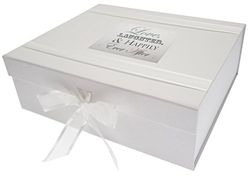 WHITE COTTON CARDS - Scatola dei ricordi per matrimonio con scritta Love & Laughter, Happily Ever After, realizzata a mano, misura L 2 x