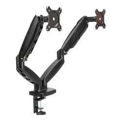 Amazon Basics Support à deux bras réglables à ressort à gaz pour écrans, peut accueillir des écrans allant jusqu’à 27" (68.6 cm), Noir