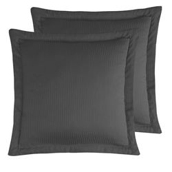 Sensei Maison - set med 2 örngott - 100% kammad bomullssatin - randig - akvarell - storlek: 65 x 65 - antracit