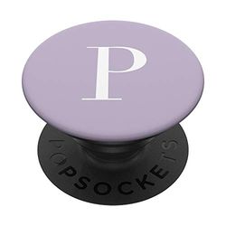 Lila Lavanda Bígaro Minimalista Blanca Letra P PopSockets PopGrip: Agarre intercambiable para Teléfonos y Tabletas