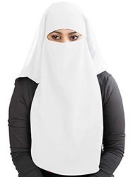 MyBatua 3 strati saudita niqab in georgette traspirante, prezzo all'ingrosso, 1 pezzo faccia velo NQ-003 (bianca)