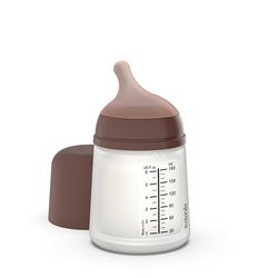 Suavinex, Butelka Zero, z silikonowym smoczkiem o powolnym przepływie (S), dla niemowląt +0 miesięcy, idealna do karmienia piersią, smoczek imitujący piersi, butelka dla noworodka, 180 ml, Deep